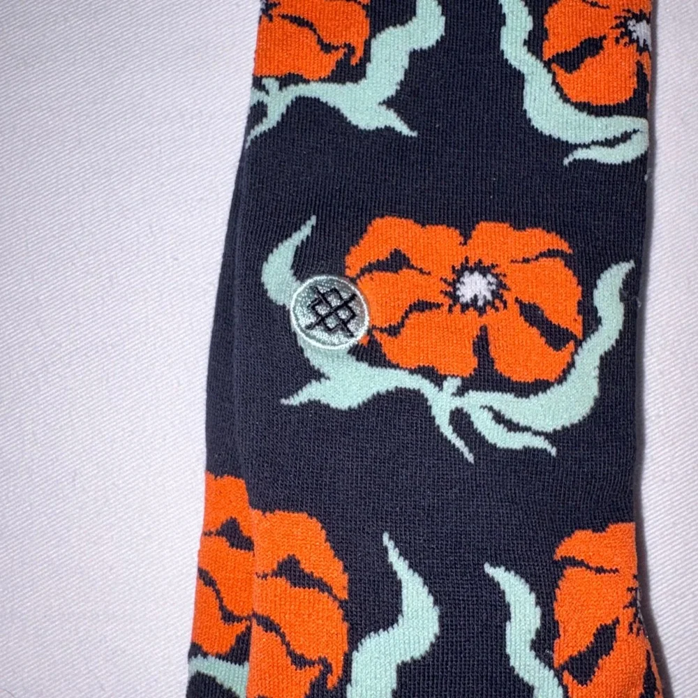 Stance Broadcast Floral Crew Socks Black Orange Large BLK NEW‎